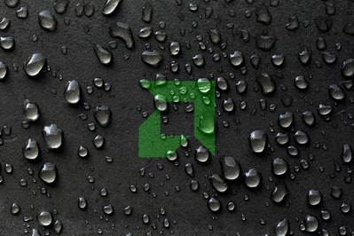 High def wallpaper of wet leather with green AMD logo.