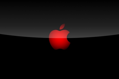 High def wallpaper of Apple logo on black background.