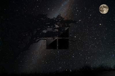 High def wallpaper of beautiful night sky with Microsoft's new 2012 logo.
