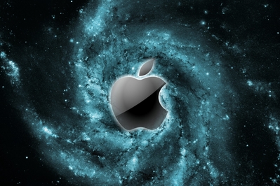 Apple themed hubble space desktop background