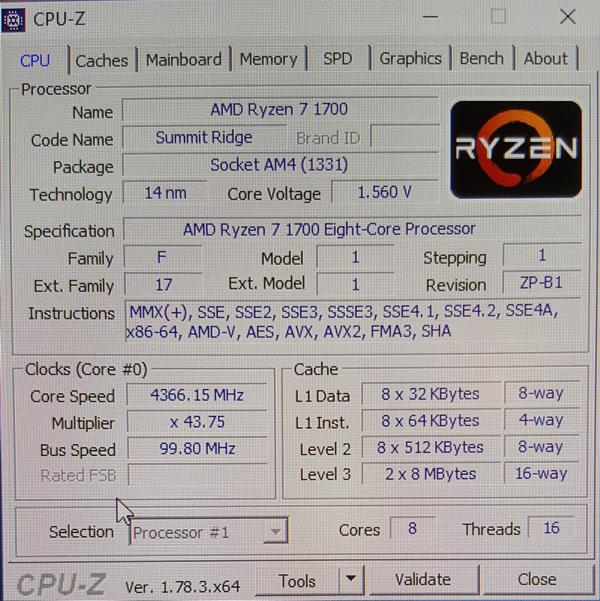 Ryzen 1700 cpu online z